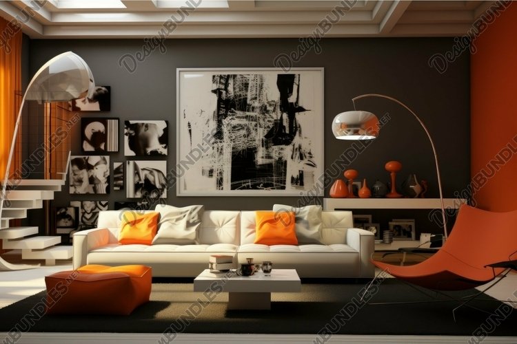 Modern living room interior with vibrant accents (4354841)