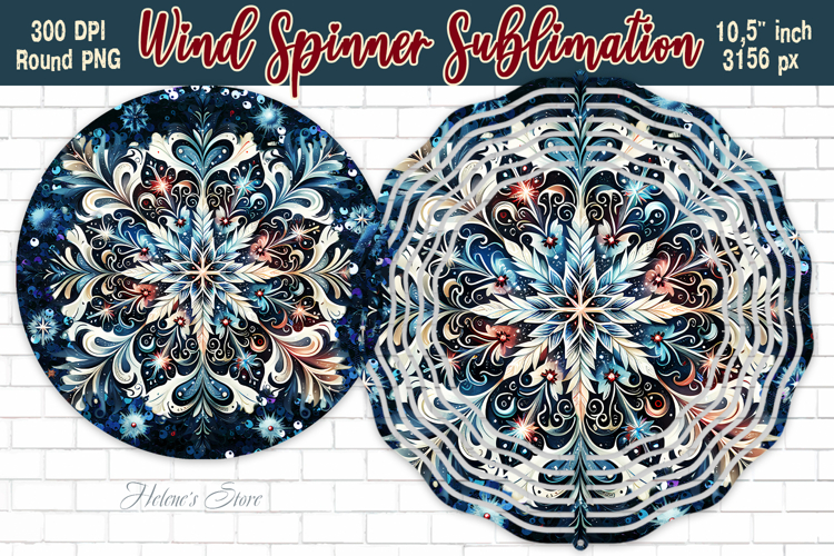 Christmas Snowflake Wind Spinner wrap sublimation design png
