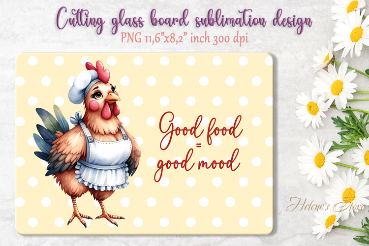 Cute chicken and funny quote cutting board sublimation png