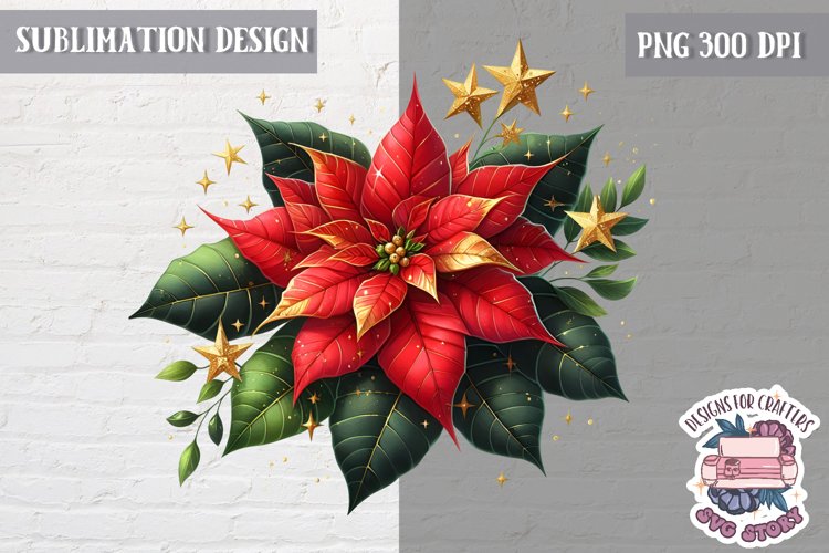 Christmas Poinsettia Flower Sublimation PNG winter Decor