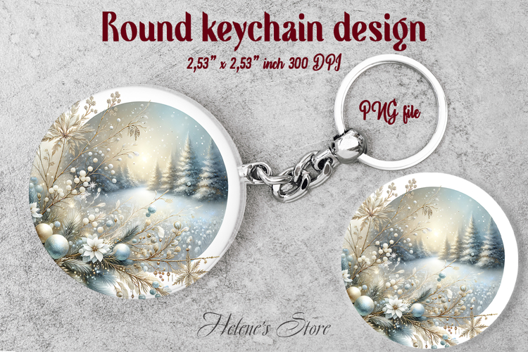 Christmas round keychain design | Christmas tree Car coaster