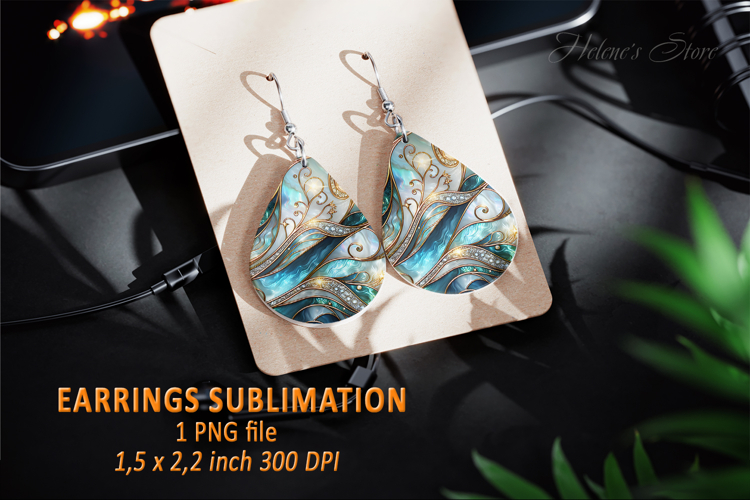 Gold Aquamarine Ocean earrings design| Teardrop earring png