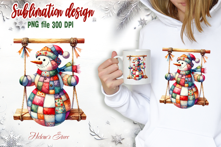 Cute snowman clipart | Retro patchwork t shirt designs png