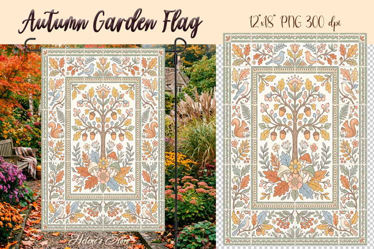 Autumn forest Garden Flag Sublimation | Fall garden design