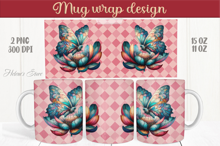 Cute butterfly mug wrap sublimation 15oz 11oz | Summer vibes
