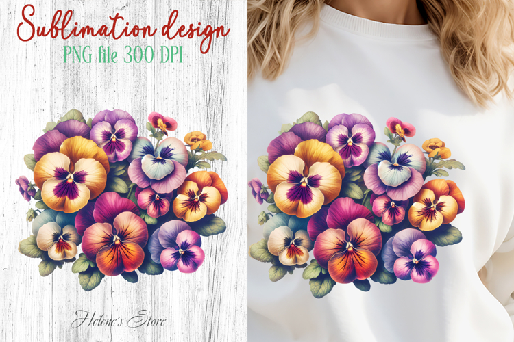 Summer flowers sublimation design png | Cute pansy clipart
