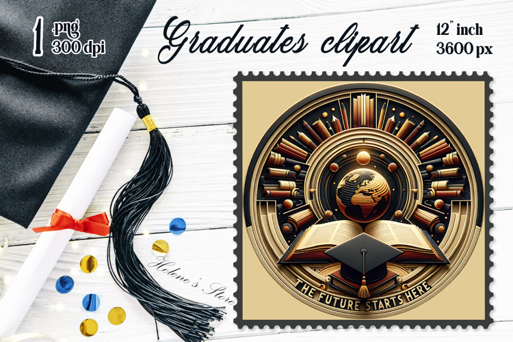 Graduate sublimation png| Graduating vintage postage stamp