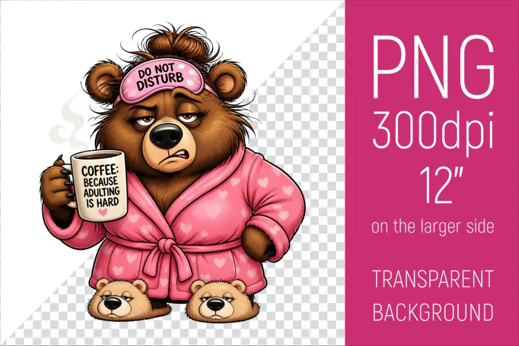 Funny Morning Coffee Mama Bear |Cute Coffee Lover Clipart