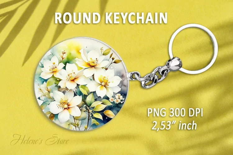 Floral round keychain sublimation|Spring flowers Car coaster