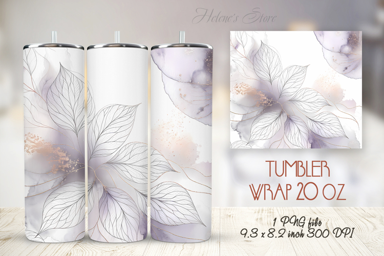 Lilac watercolor leaves straight tumbler 20oz wrap designs