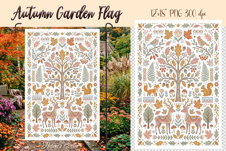 Autumn forest Garden Flag Sublimation | Fall garden design