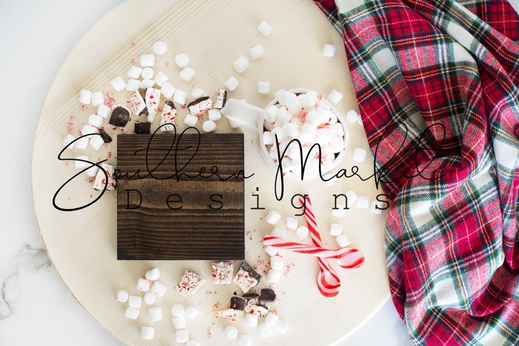 6x6 Christmas Wood Sign Mock Up Farmhouse Styled Photo example image 1