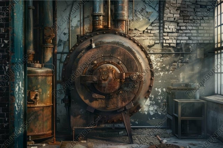 Old rusty industrial steam boiler standing in abandoned fact example image 1
