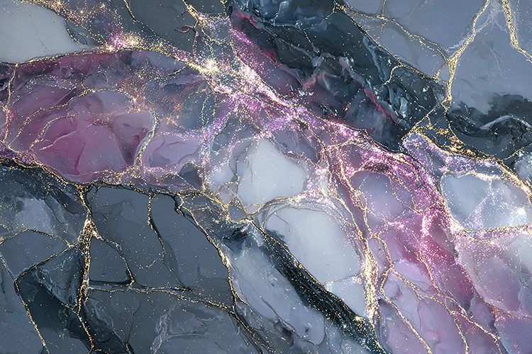Cosmic Purple and Gold Veined Marble
