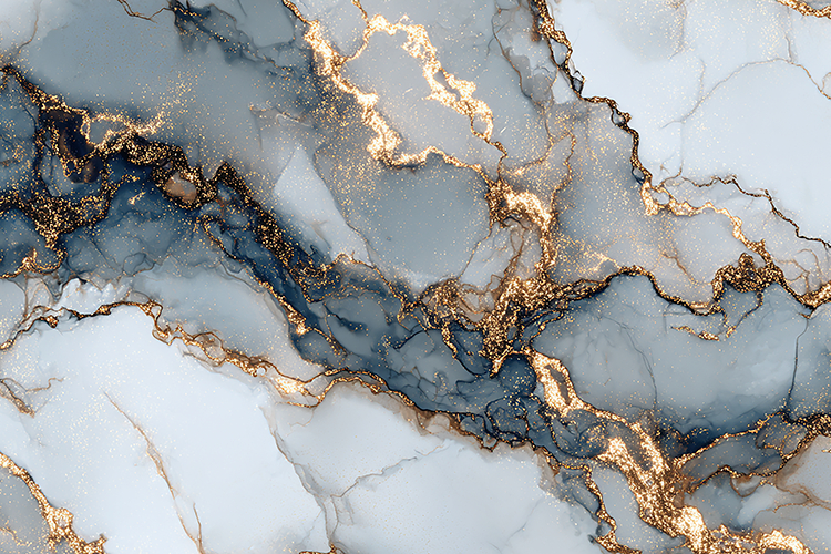 Blue Ink and Gold Dust Marble