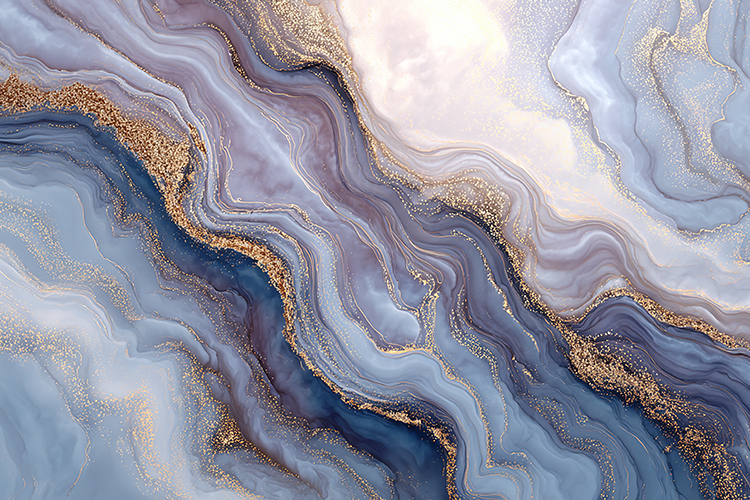 Soft Lavender and Gold Fluid Waves