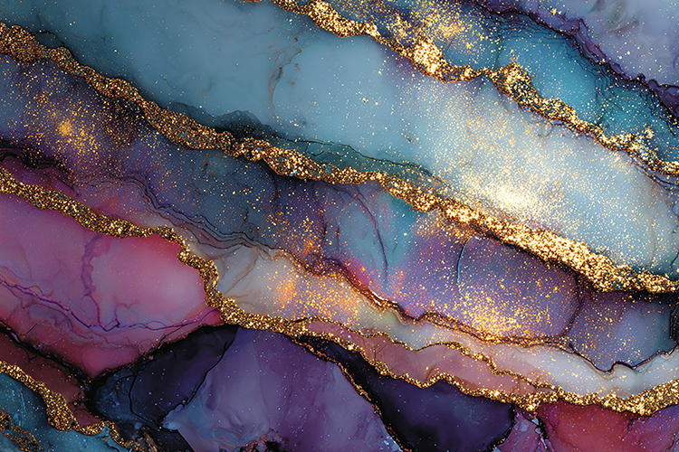 Pink and Teal Nebula Gold Texture