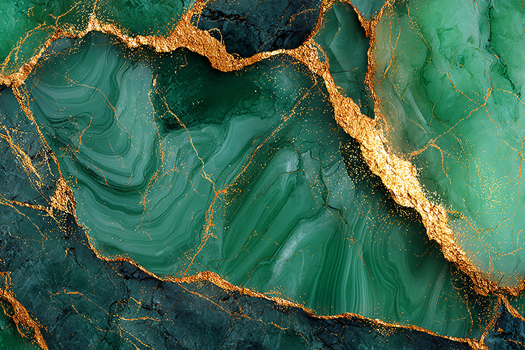 Emerald Green Malachite & Gold Veins