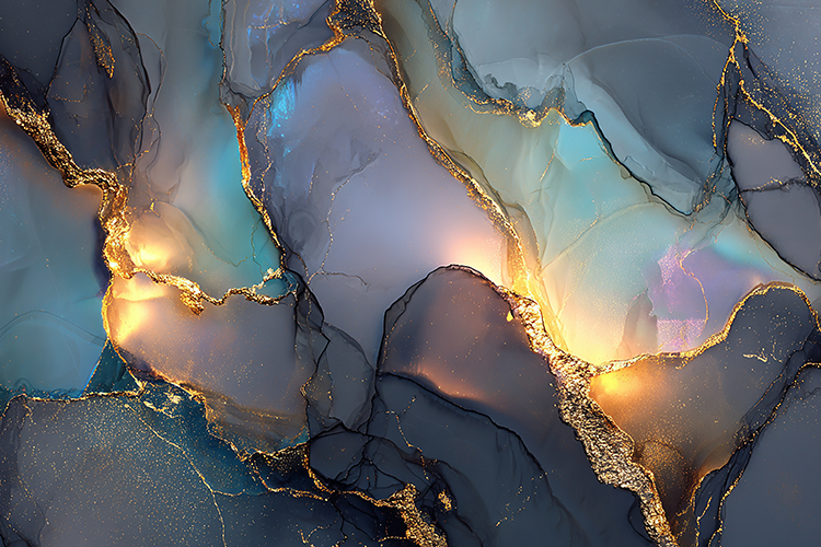 Blue Gold Crackle Marble Art Bundle