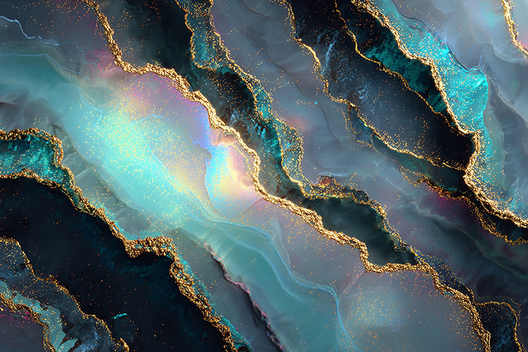 Teal Gold Lightning Marble Art Bundle