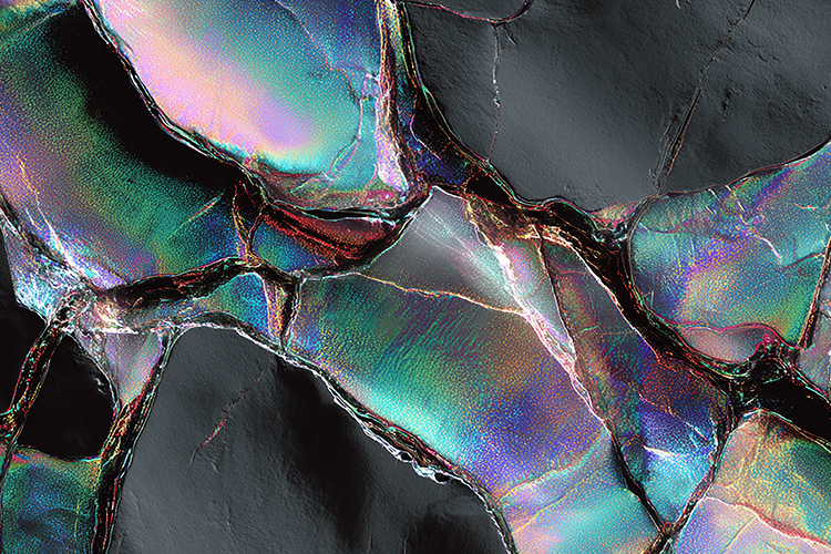 Iridescent surface cracks & shimmering hues