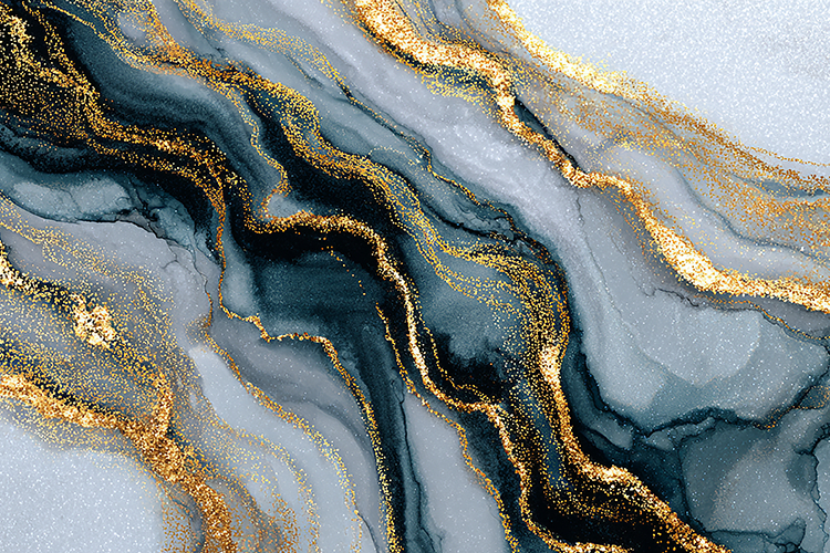 Luxury Navy and Gold Alcohol Ink Abstract Marble Background