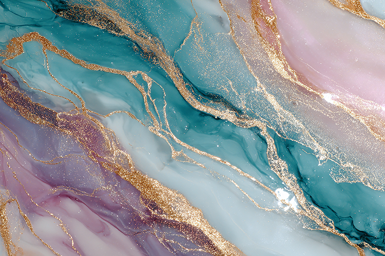 Teal and Rose Alcohol Ink with Golden Glitter Veins