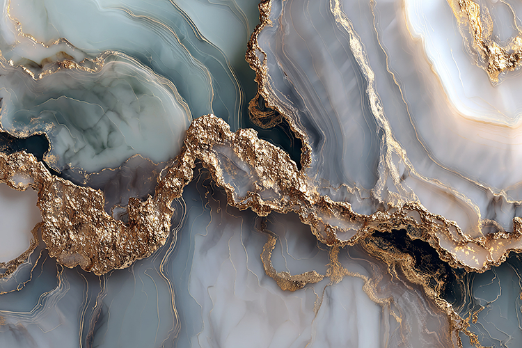 Grey Agate Geode Texture with Heavy Gold Clusters