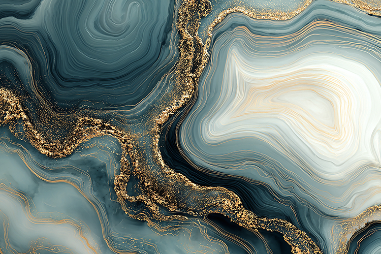 Teal and Gold Agate Texture with Shimmering Veins