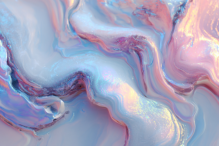 Pastel Rainbow Fluid Art with Golden Sparkle