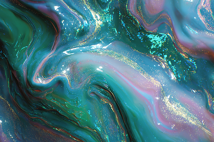 Deep Emerald and Gold Alcohol Ink Abstract