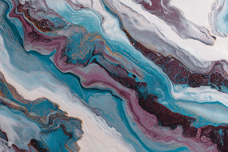 Teal and Maroon Alcohol Ink with Golden Sparkle