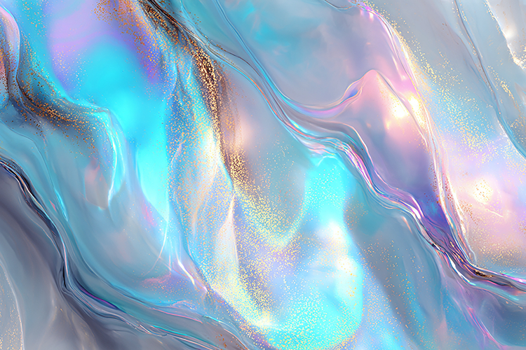 Iridescent Azure Blue Liquid with Sparkling Gold Dust
