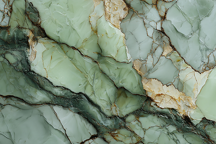 Light Green Marble with Gold and Charcoal Veins