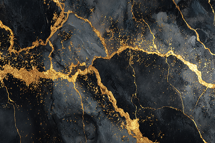 Luxury Dark Marble Texture with Elegant Gold Vein Accents