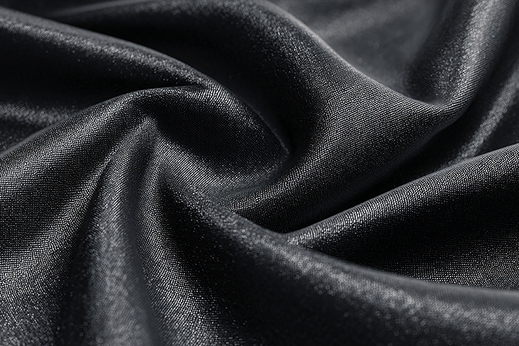 Deep Black Satin Fabric Texture with Smooth Fluid Waves