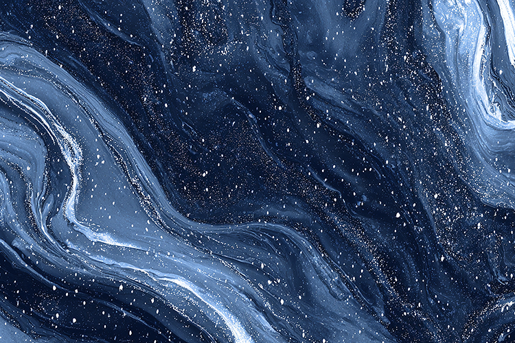 Navy Blue Fluid Art with Shimmering White Starry Texture