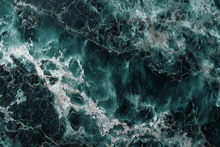 Deep Teal Forest Marble Texture with Subtle Copper Veins