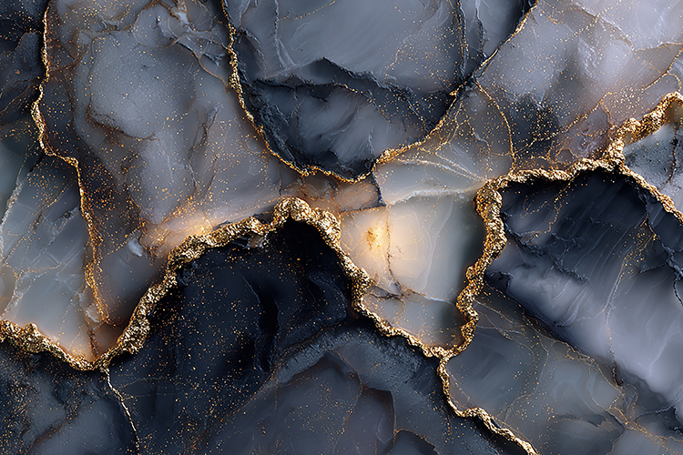 Elegant Black and Grey Stone Texture with Golden Edging