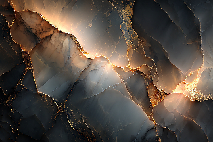 Moody Dark Stone Texture with Radiant Golden Fissures