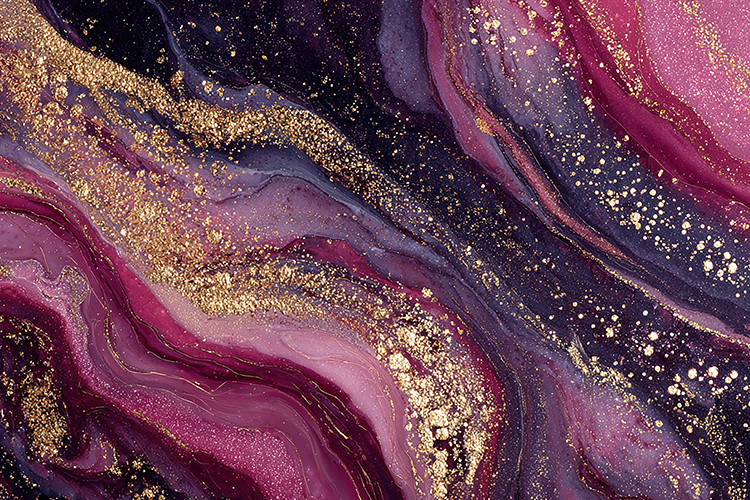 Luxury Purple and Magenta Fluid Art with Gold Glitter