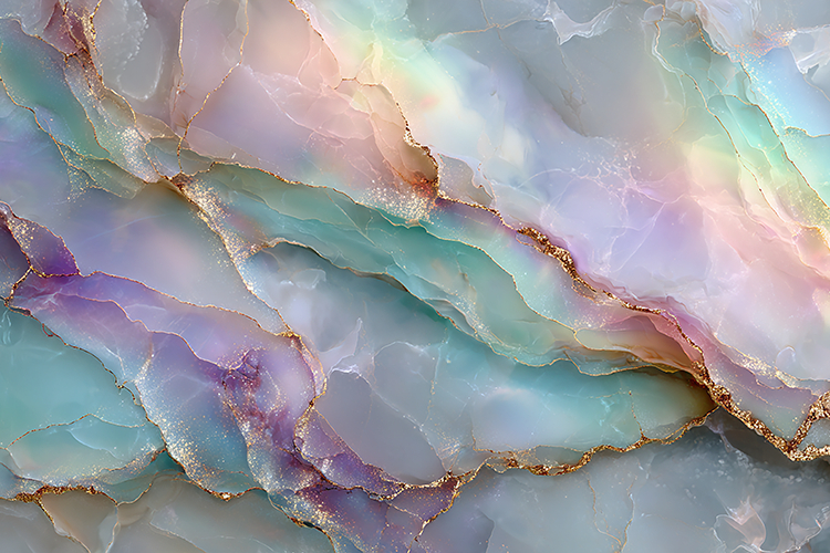 Pastel Rainbow Marble Texture with Shimmering Gold Dust