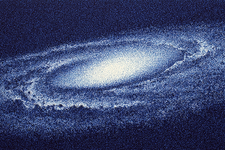 Abstract Midnight Blue Galaxy with Stippled Star Texture