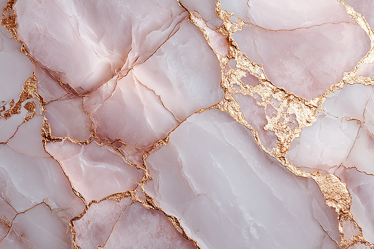 Rose Quartz Crystal Texture with Elegant Gold Kintsugi