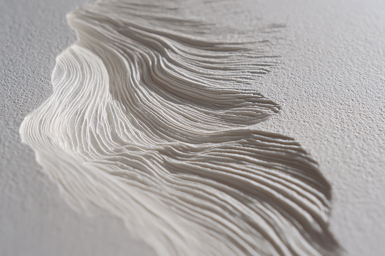Minimalist White Plaster Sculptural Texture with Wavy Ridges