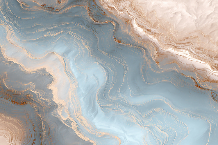 Ethereal Soft Blue Fluid Marble with Delicate Copper Veining
