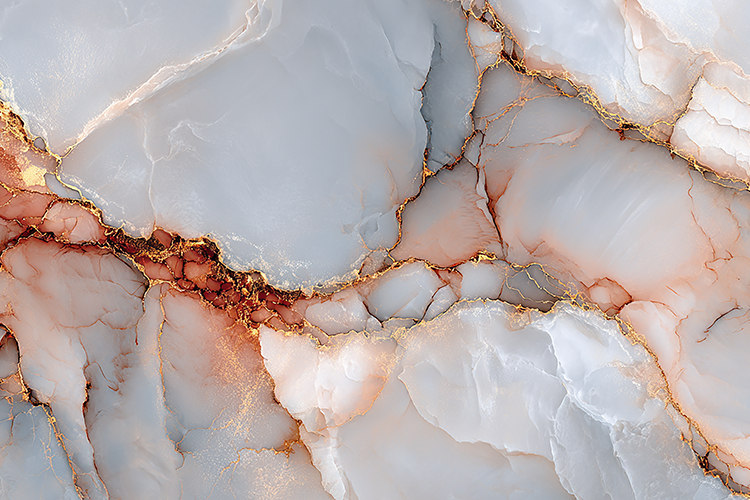 Grey Quartzite Stone Texture with Intense Copper Fissures