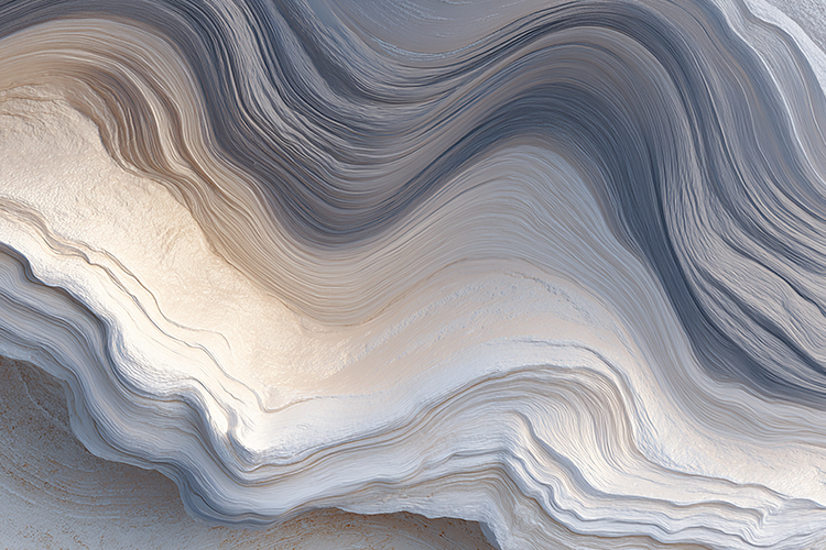 Abstract Blue Slate and Cream Wave Sculptural Texture