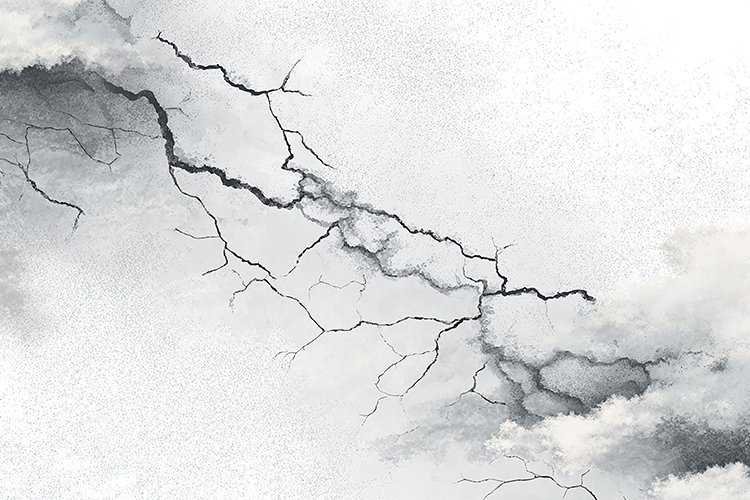 Minimalist White Marble with Dark Graphite Lightning Veins