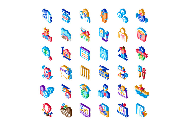 Isometric vector icon set for various concepts